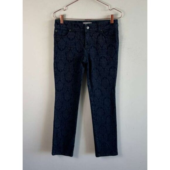 Chico’s So Slimming Women’s Skinny Jeans Blue Basil Print Regular Size 00 - Picture 1 of 10